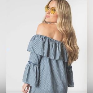 Blue/White Striped Poplin Dress